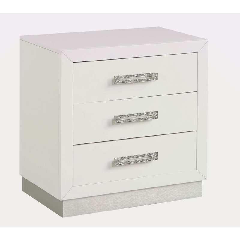 Table de chevet en bois laiteux