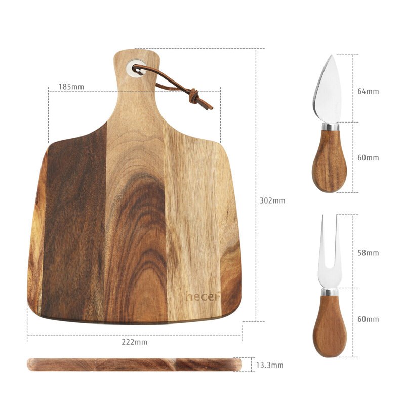 3-piece Cheese Board Set With Knife