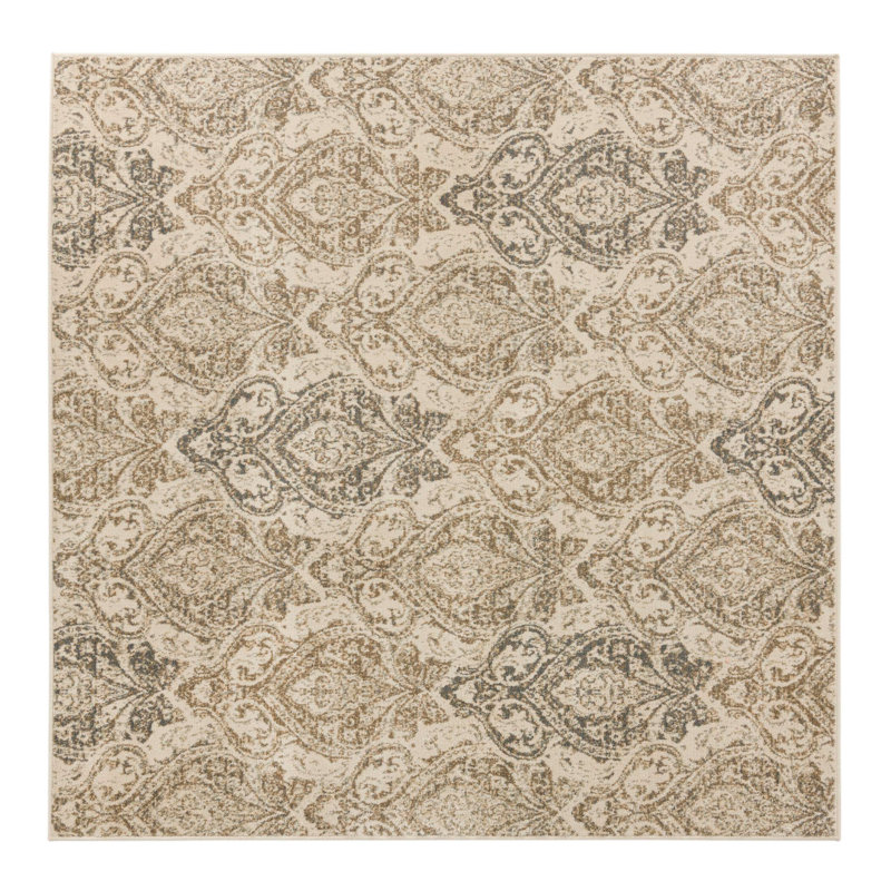 Tapis beige / brun Tobitha Southwestern, Carré 8 pi