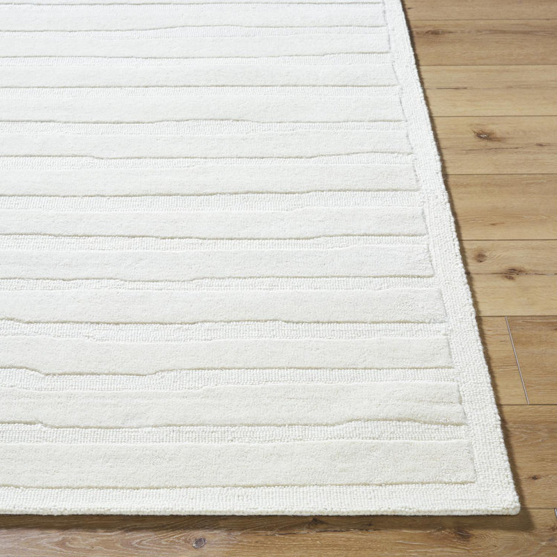 Tapis beige en laine touffeté à la main Rectangle, Rectangle 8 pi x 10 pi
