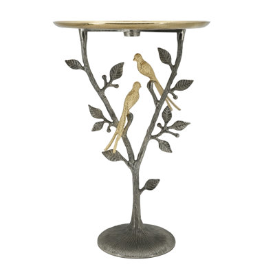 Table d'appoint en métal 16 po x 16 po x 24 po | 24 po | Structure en aluminium | 1 pièce | Table de bout | Or, argent