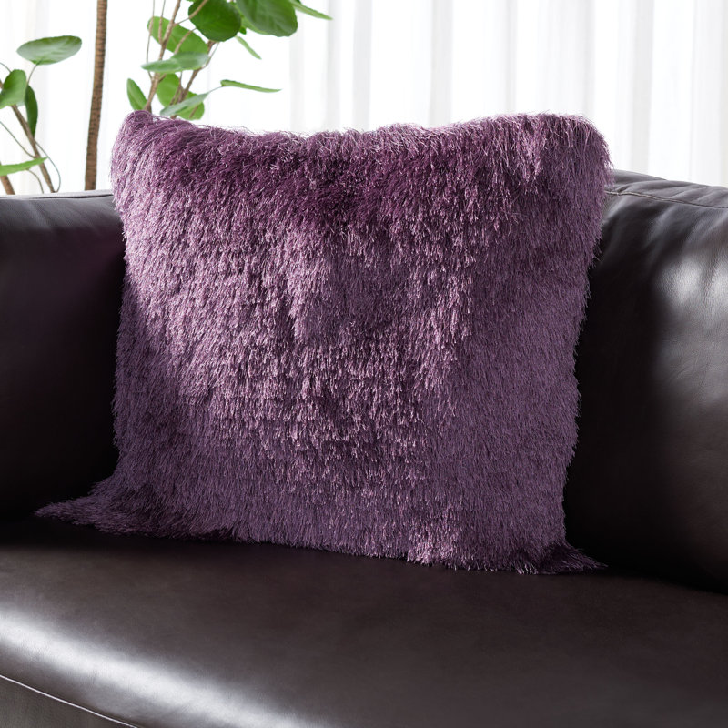 Cali Shag Throw Pillow, 20" x 20", Purple
