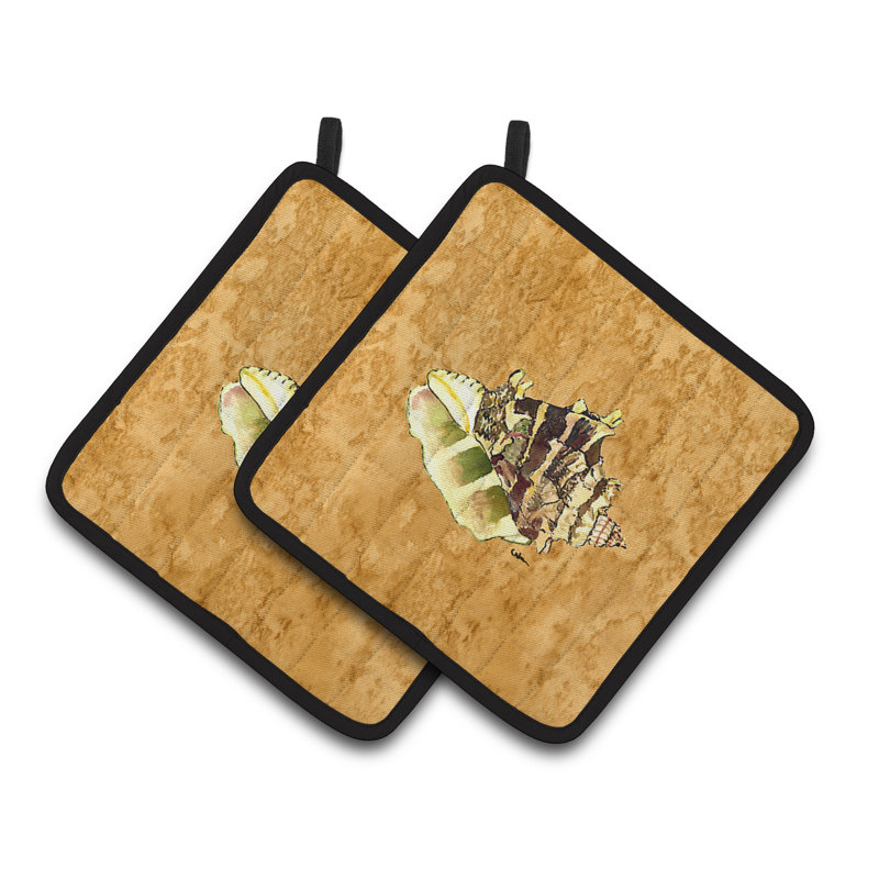 Caroline's Treasures Shells Polyester Potholder Set