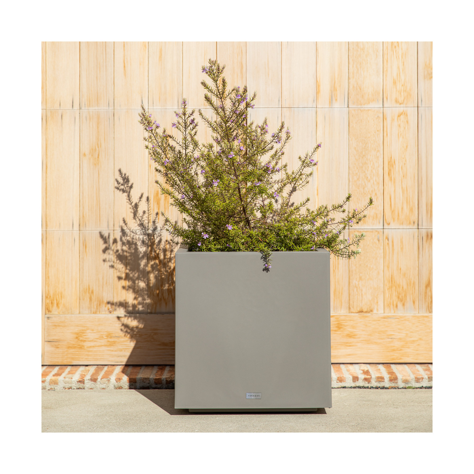 Block Series Cube Planter, 22.25" H x 21" W x 21" D, Gray