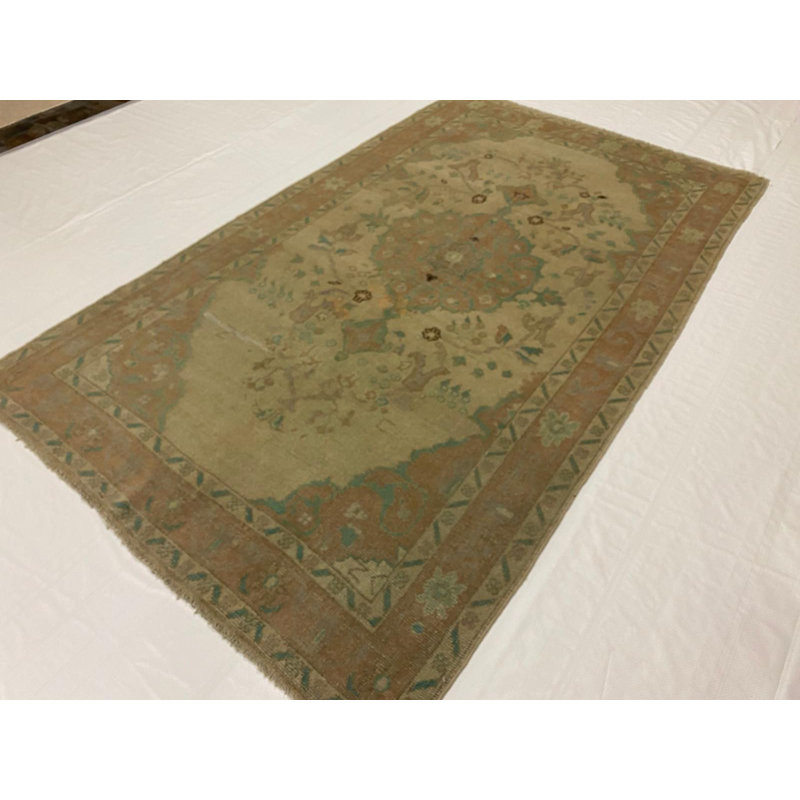 Tapis turc rétro fait à la main 4 x 8