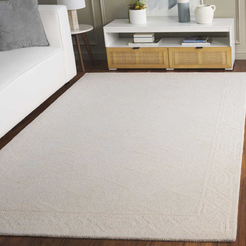 Knoel 675 Hand Tufted Wool/Cotton Geometric Shapes Indoor Use Only Rug in Ivory, Rectangle 5' x 8'