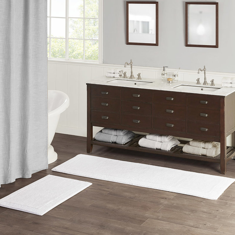 Tapis pour salle de bain 3000 g / m², réversible, doux et moelleux, lavable à la machine à 100% / m², peau, Blanc
