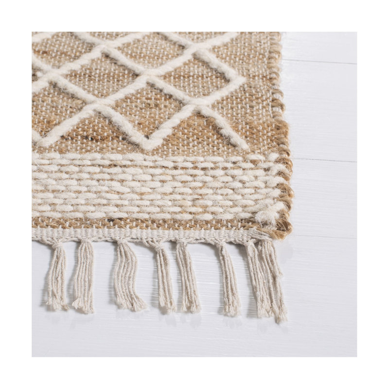Tapis en jute / laine Kilim, Tapis de couloir 2 pi 3 po x 9 pi