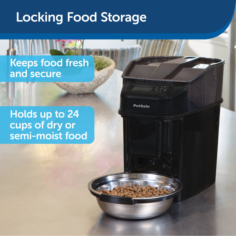 PetSafe Black Automatic Feeder with Stainless Steel Bowl