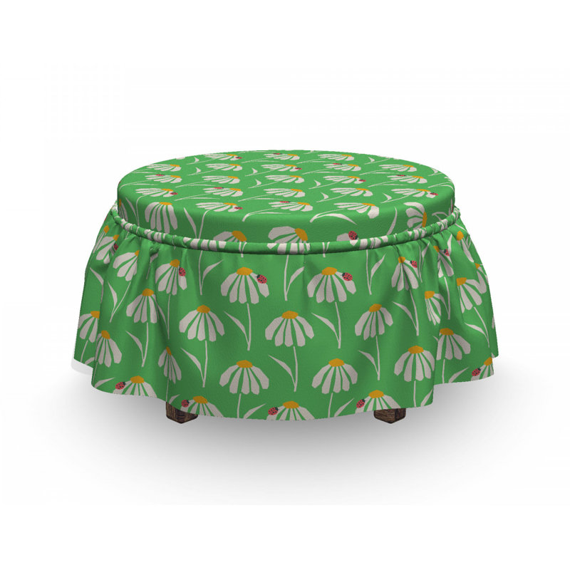 Housse pour repose-pieds marguerites coccinelles