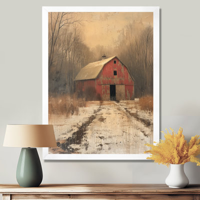 Red Brown Autumn Vintage Vibes Barn - Barn Wall Art