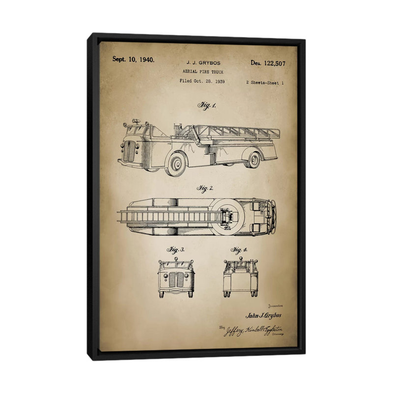 « pompier i », impression sur toile, H 26 po x l 18 po x P 1,5 po, Toile avec cadre noir