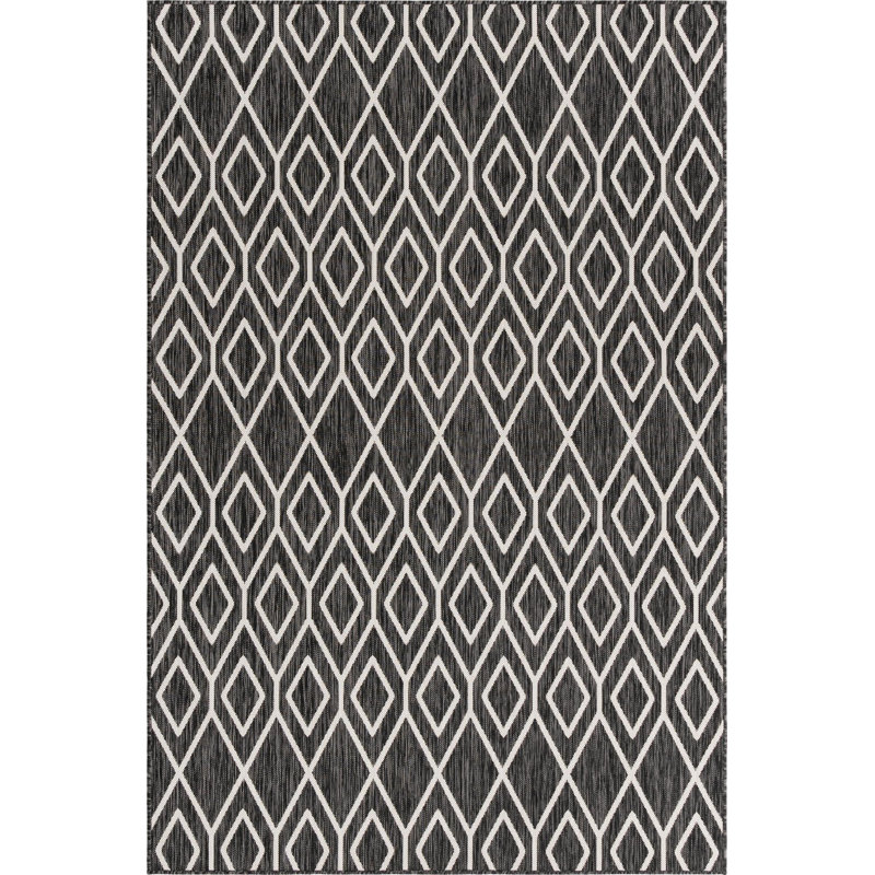 Power Loom Black Indoor/Outdoor Rug, Rectangle 122 x 183cm