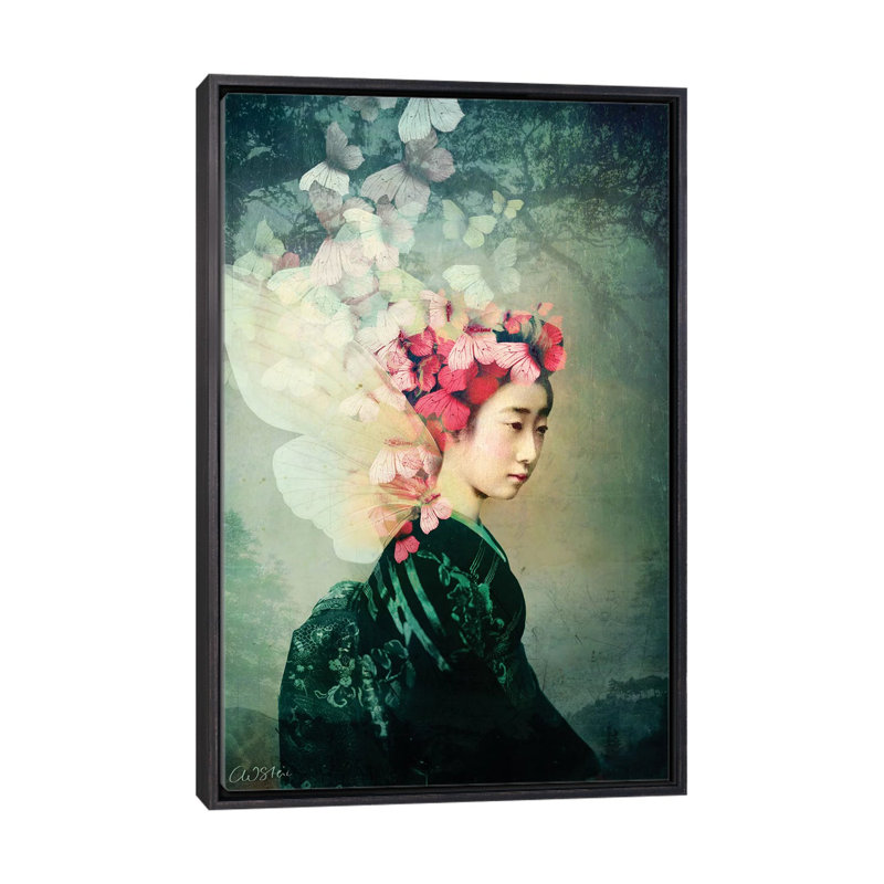 Portrait 12 par Catrin Welz-Stein - impression d'art graphique, H 26 po x l 18 po x 1,5 po, Toile avec cadre noir patinée