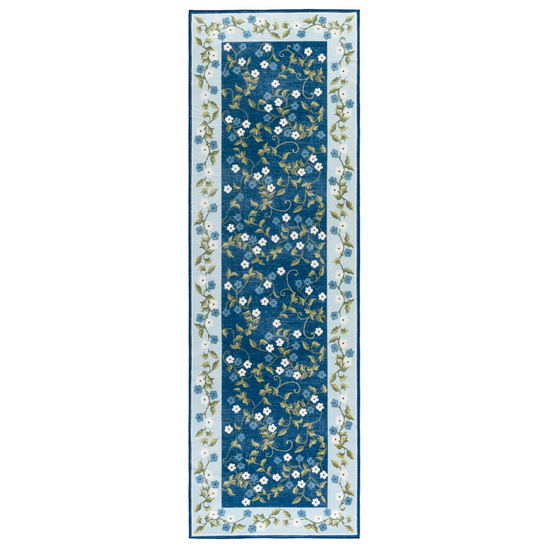 Msrw 195 Performance Machine Washable Floral Rug, Runner 2'6" x 8'