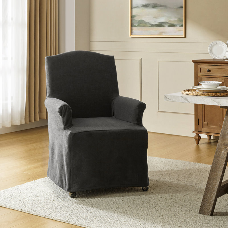 Gatlinburg 26" W Solid and Manufactured Wood Dining Chair with Casters, Charcoal