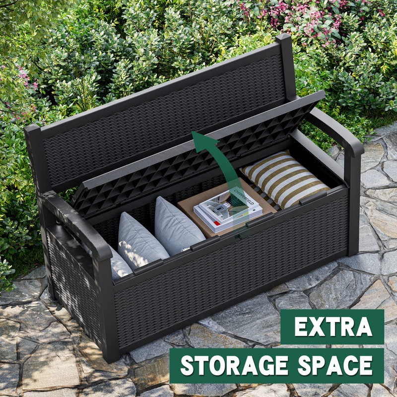 Banc de rangement pour terrasse 70 gallons, Noir