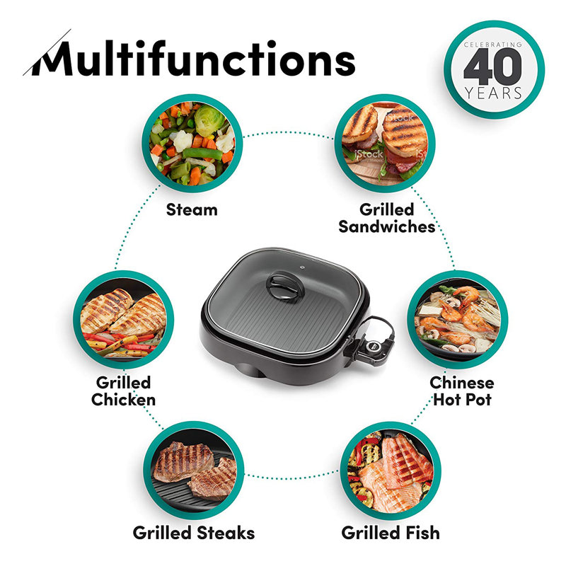 Aroma 3 Qt. 3-in-1 Grillet with Lid