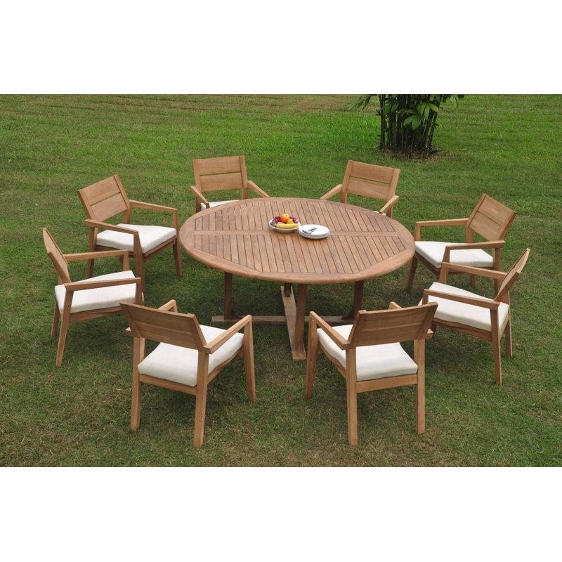 Sansome Outdoor - Piece Teak Dining Set, 8, 30.5" H x 72" W