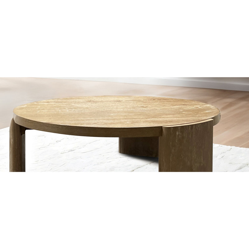 Table basse ronde 1pc, 17" H x 40" L x 40" W, Oak
