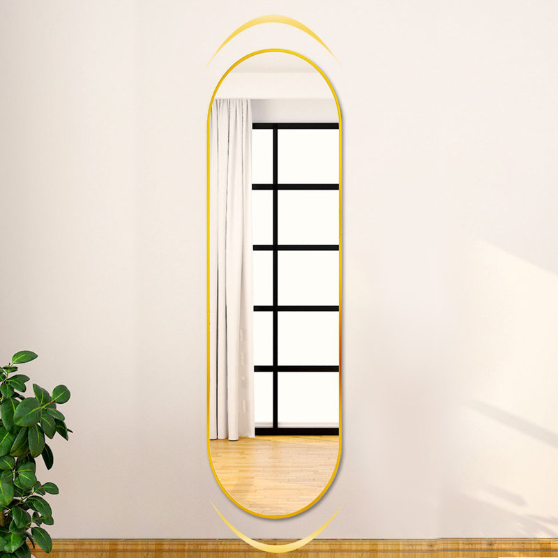 Metal Oval Mirror, 120 cm H x 40 cm W