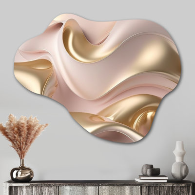 Subtile sophistication en rose exquis et or VI - Art abstrait encre liquide liquide en forme de nuage