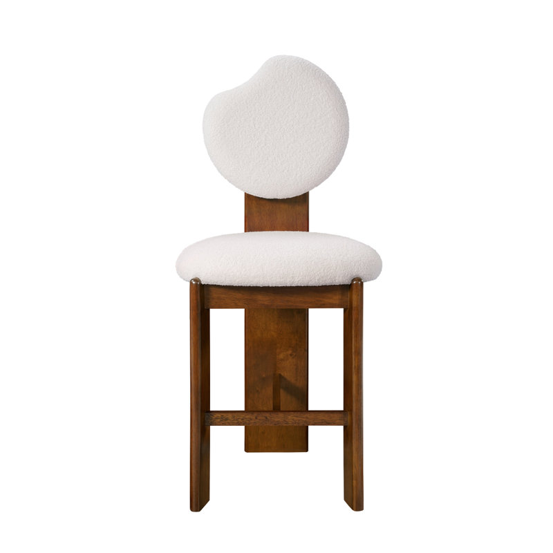 Ensemble de 2 tabourets de bar en bois d'hévéa rembourrés Kala