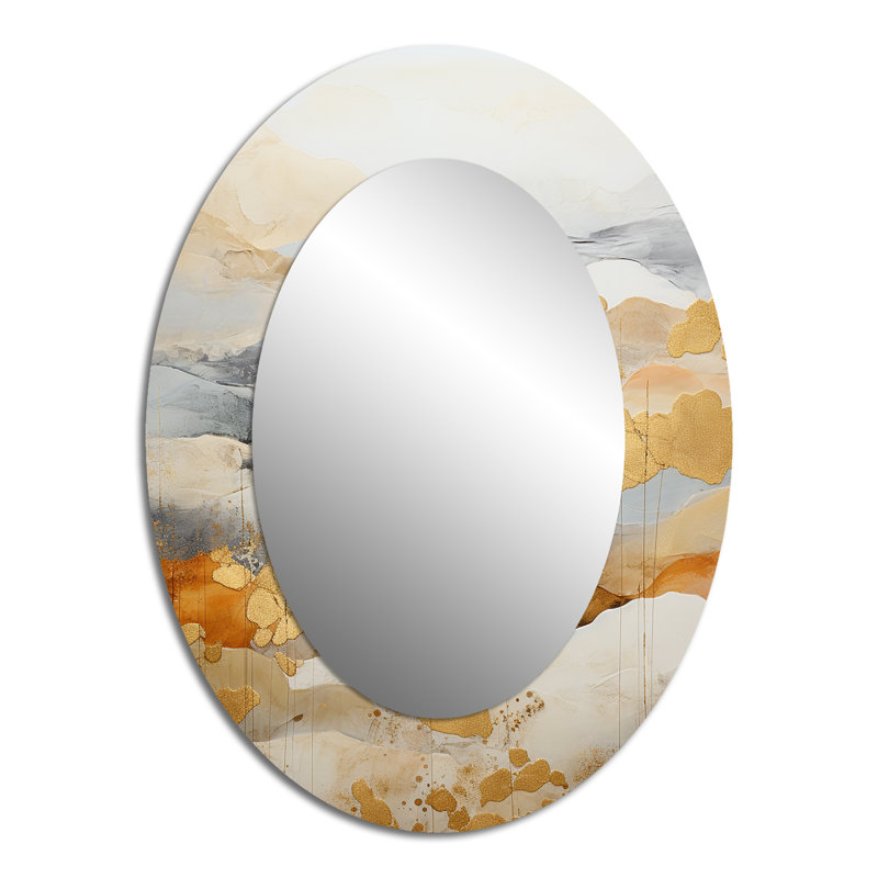 Miroir mural moderne beige et doré Minimal Expression II, 40 po x 30 po