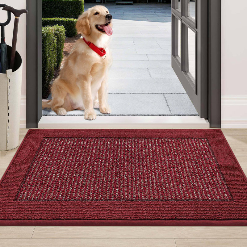 Non-Slip No Pattern Doormat, Red, 61cm W x 91.4cm L