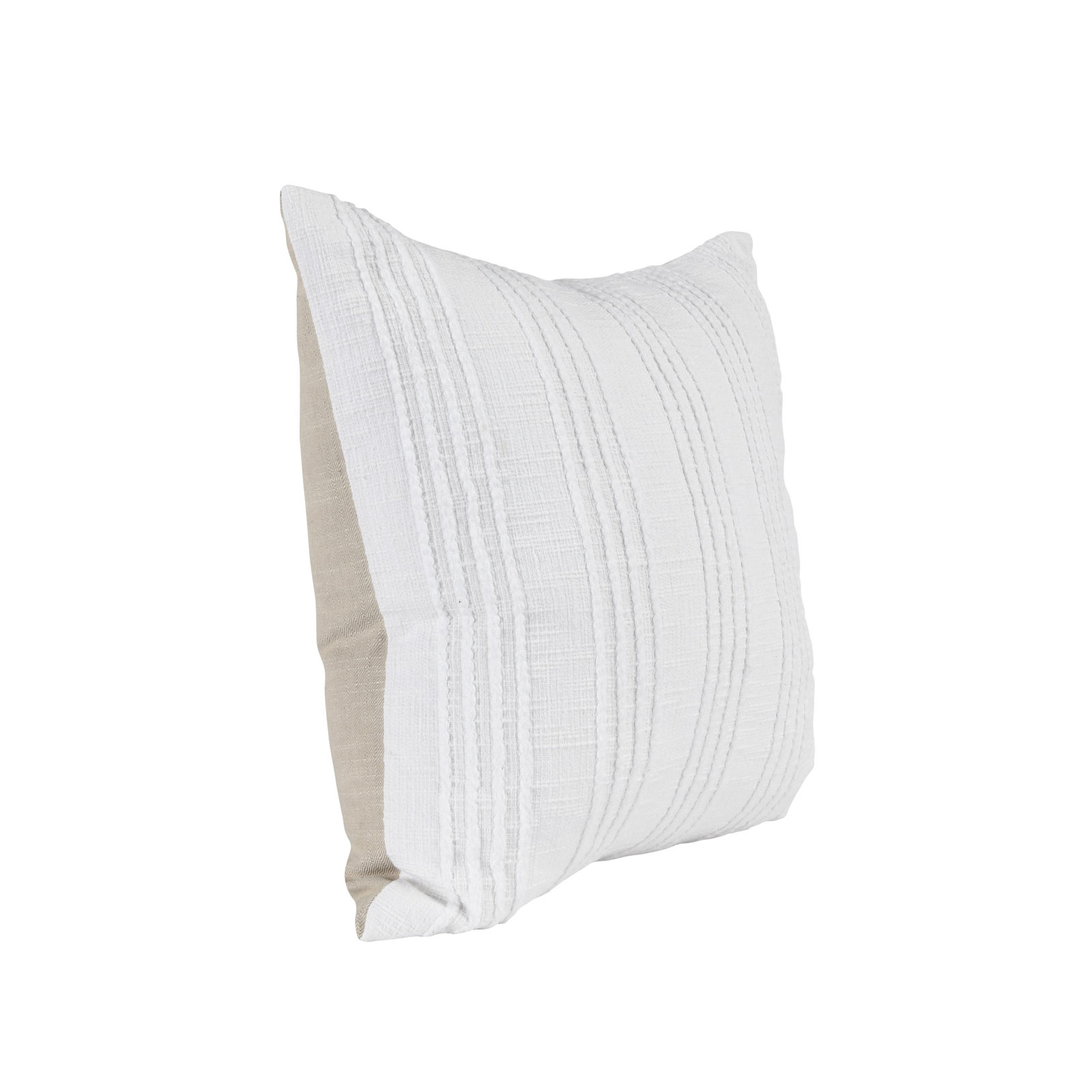 Kara 22" x 22" Cotton Throw Pillow, Ivory Striped