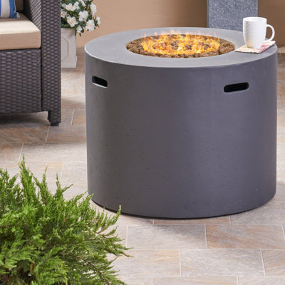 Caelan Round Concrete Propane Smokeless Fire Pit Table with Hidden Fuel Tank