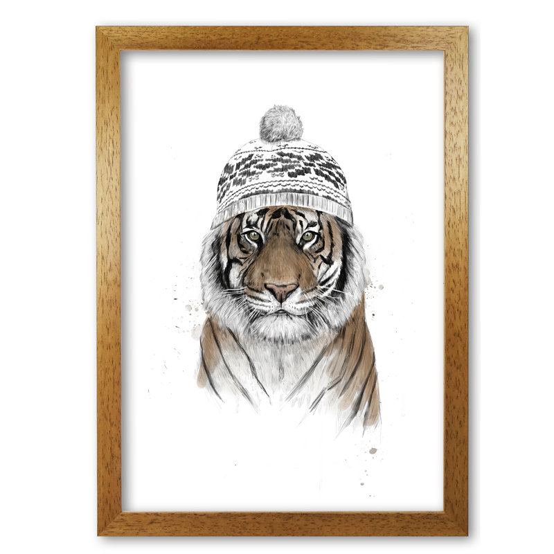 Siberian Tiger 1 Piece Wall Art, 29.7 cm H x 21 cm W x 5 cm D, Honey Oak