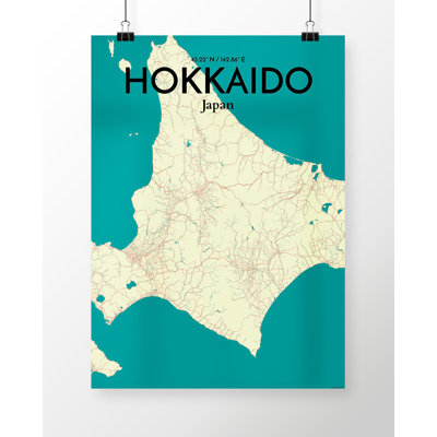 « hokkaido city map », reproduction d’impression sur affiche en couleur