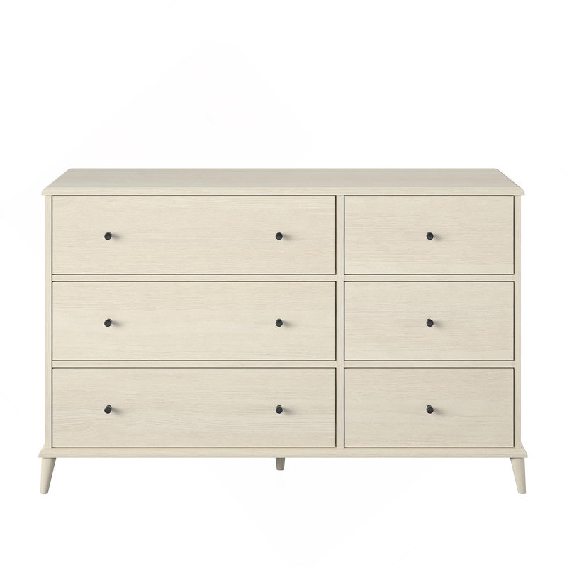 Commode 6 tiroirs, commode en bois pour chambre à coucher