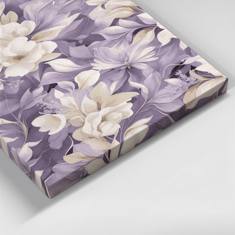 "Abstract Florals 4", art mural sur toile grise, H 14 po x l 11 po