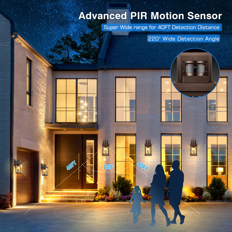 2 Packs Exterior Light Fixture with Motion Sensor, Anti-Rust Oil Rubbed Bronze Dusk to Dawn Outdoor Porch Lights Wall Mount