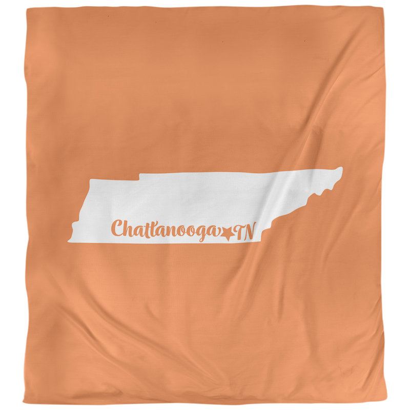 Housse de couette réversible simple Chattanooga Tennessee, Housse de couette pour grand lit, Orange, Polyester brossé