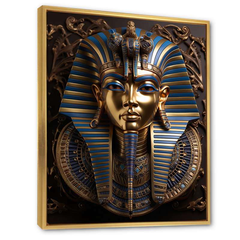 Égypte, pharaons royaux - Art mural égyptien, H 40 po x l 30 po x P 1,5 po, Cadre flottant doré
