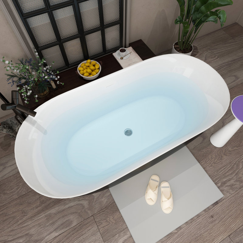 J25-59B Baignoire de trempage autoportante en acrylique autoportante de 59 po x 29,5 po