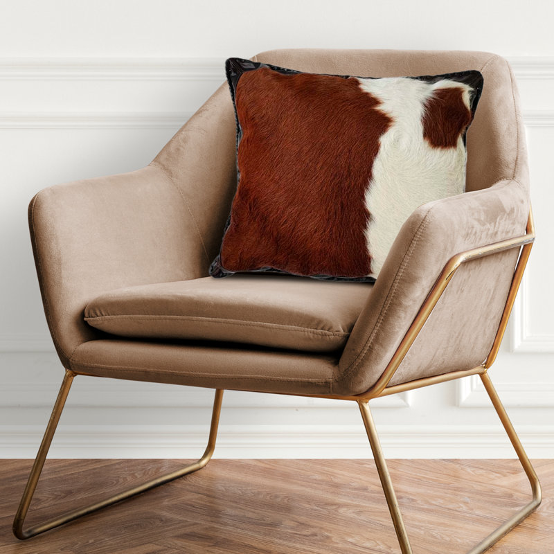 Cowhide Cushion Cover with Leather Trim