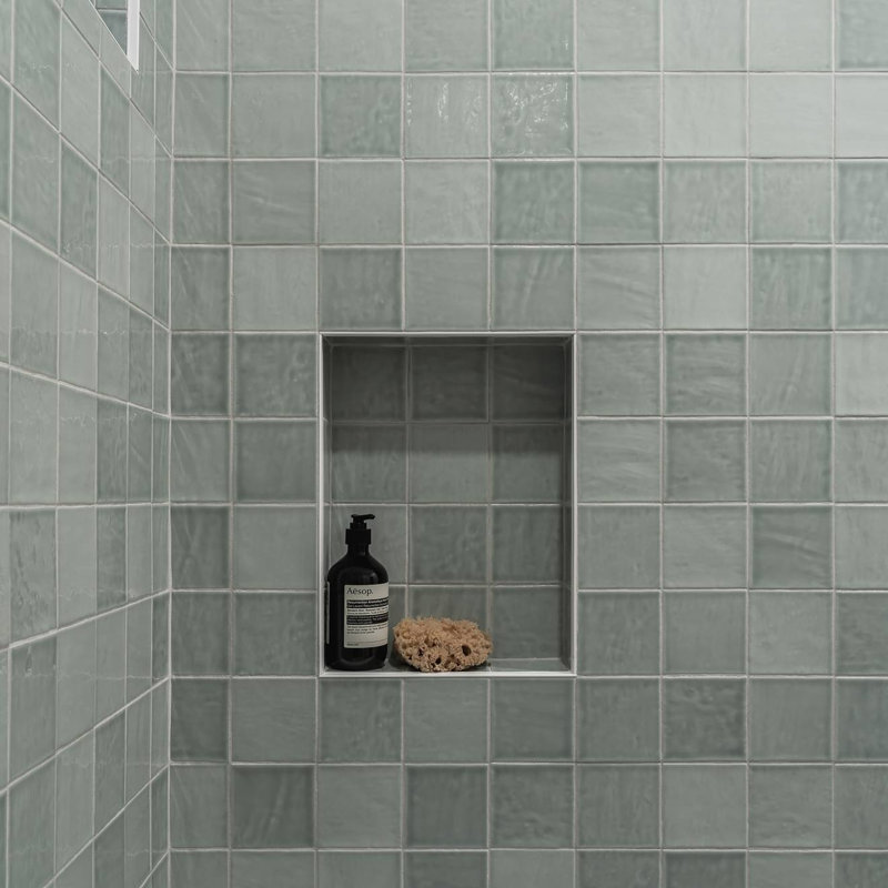 Marin 4" X 4" Ceramic Wall Tile, Aloe Green