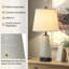 Ensemble de 2 lampes de table en céramique à contrôle tactile, lampe de chevet à intensité variable à 3 voies, lampe de bout avec ports de charge AC USB, lampe de table de chevet rustique de ferme de 22 po pour le salon, la chambre et le bureau à d