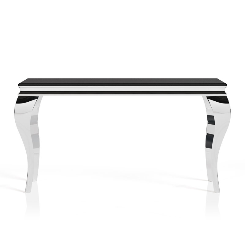 Mehseti 57.5'' Glass Top Console Table, Black