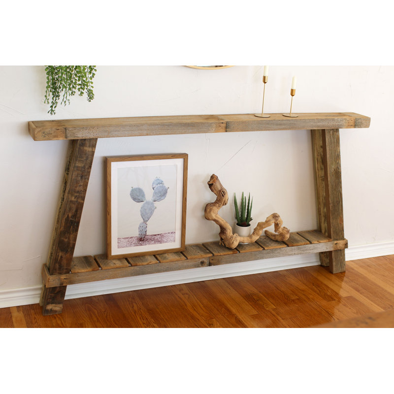 70x6x36h Oversized Skinny A-frame Console Table, Light Gray/Brown