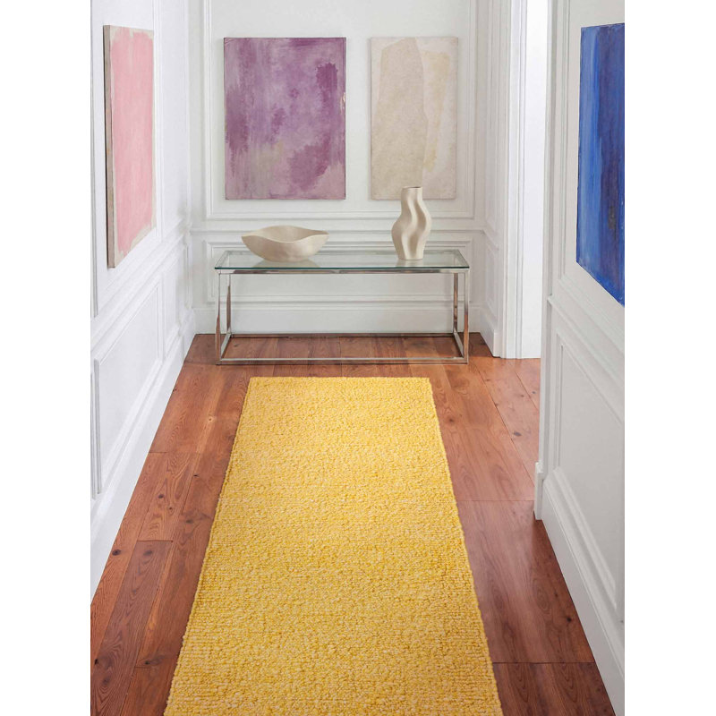 Despoina Hand Woven Area Rug, Yellow, Runner 80 x 200 cm