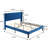 Queen Size Velvet Bed Frame with Wingback Headboard, Upholstered Platform Bed with Wing Side Channel Tufted Headboard, Solid Wooden Slats Support, No Box Spring Needed, Noise Free, Dark Blue-514089473-514089485