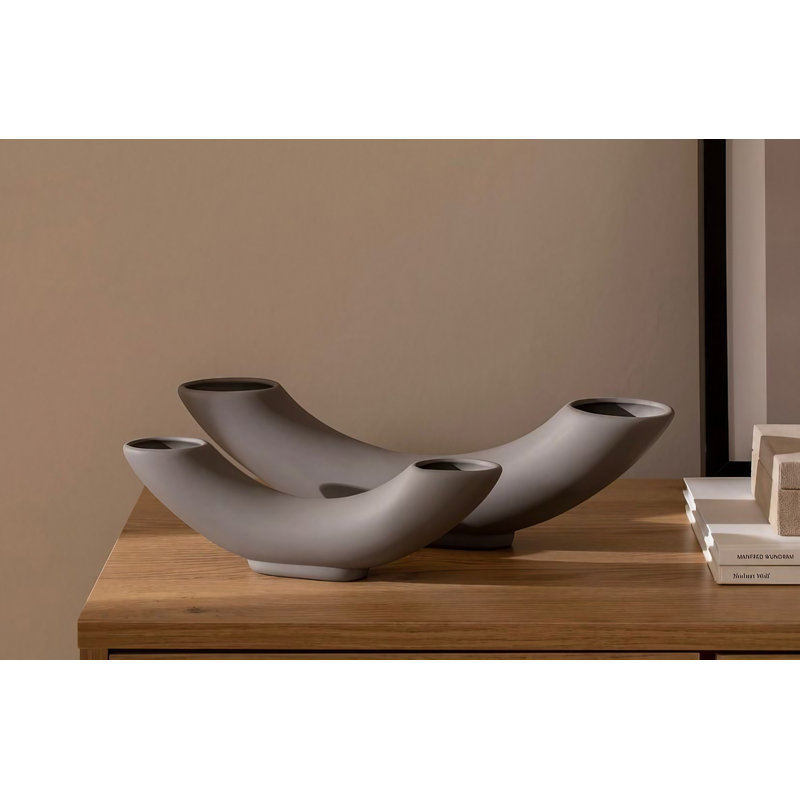 Creeden Ceramic Table Vase, Grey, 27cm H x 4cm W x 8cm D