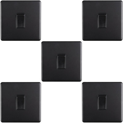 5 PACK 1 Gang Single Light Switch SCREWLESS MATT WHITE 2 Way 10A Slim Rocker