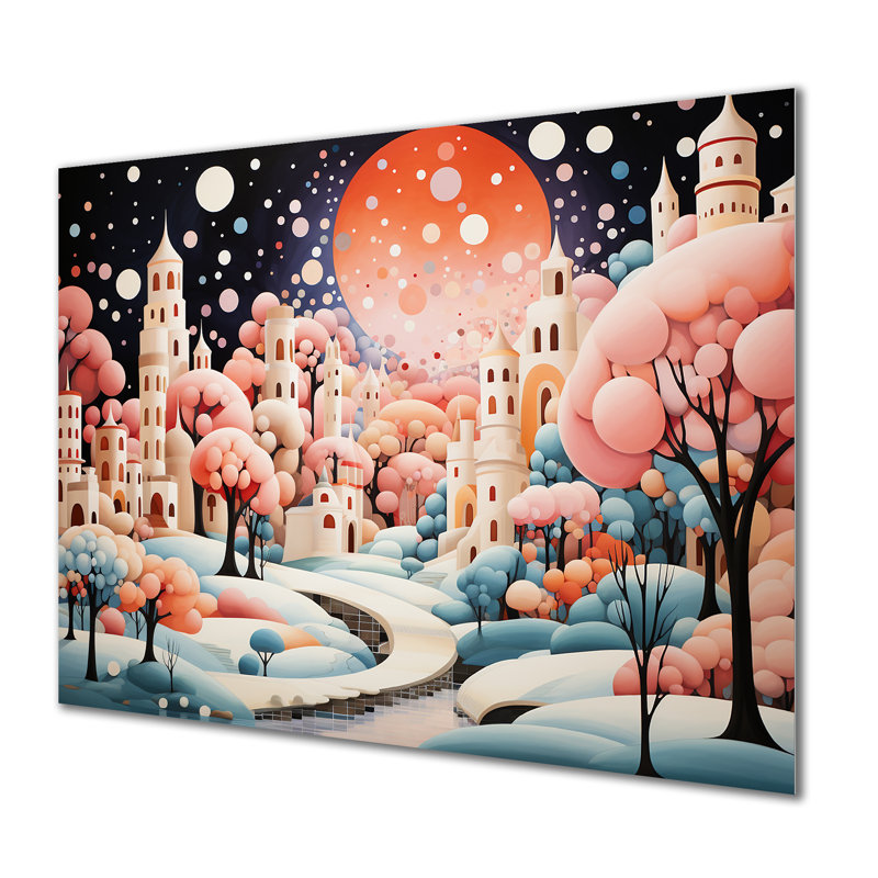 Rose, paysage urbain Art déco - Art mural en métal City Art Deco, H 16 po x l 32 po x P 1 po