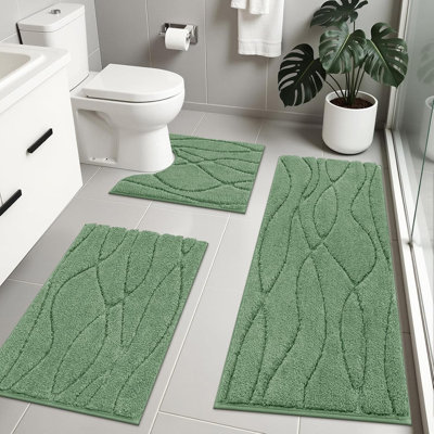 Washable Non-Slip Bath Mat Sets (Set of 3）
